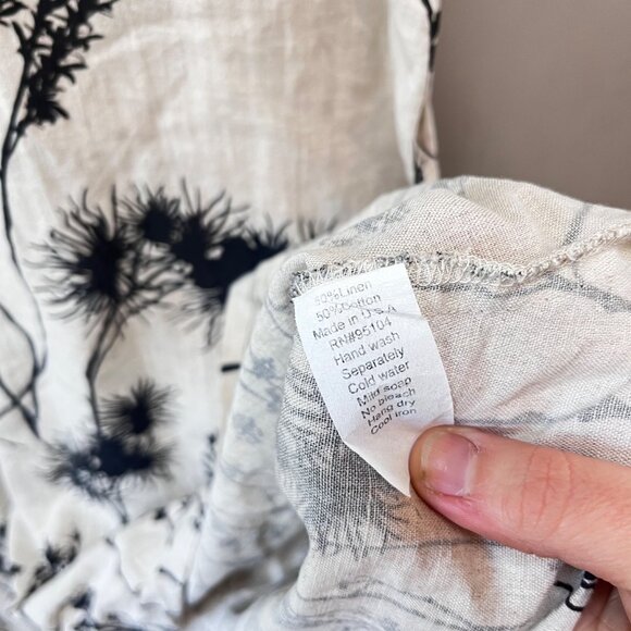 Bodil S Sleeveless Floral Print White & Black Linen Tunic Lightweight & Flowy De - Picture 4 of 4